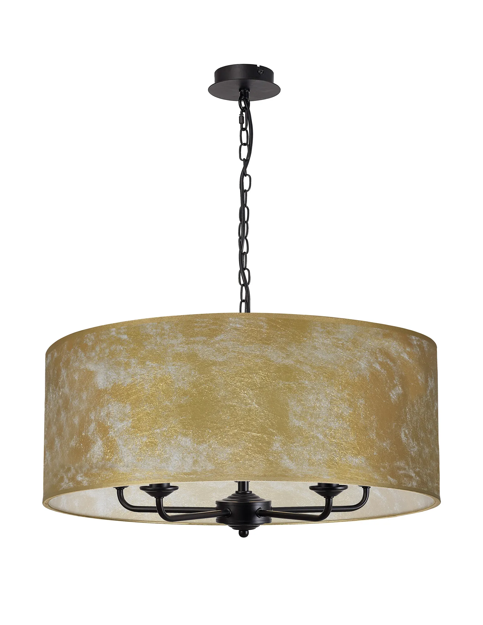 Banyan 60cm 5 Light Pendant Matt Black; Gold Leaf DK1051  Deco Banyan MB GL